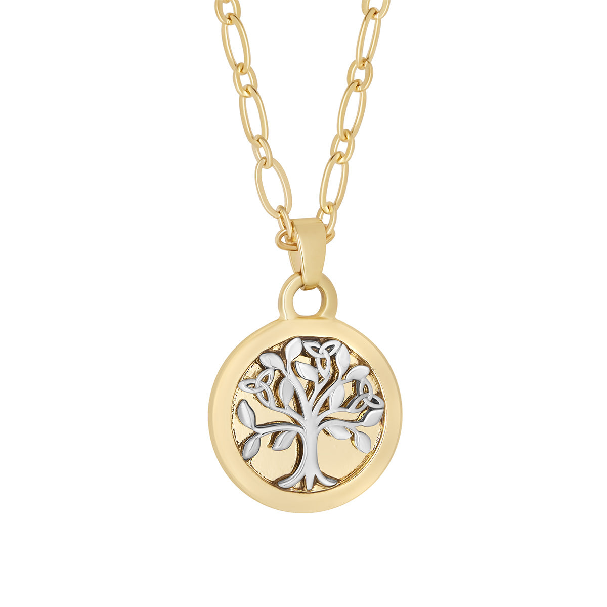 Two Tone Plated Tree Of Life Necklace