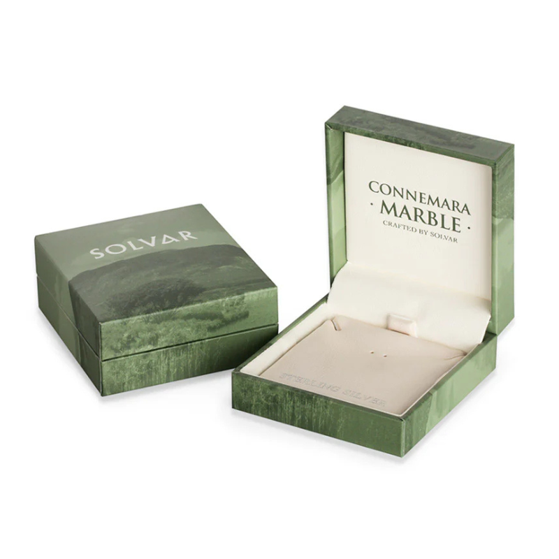 Rhodium Plated Trinity Knot And Connemara Marble Bangle