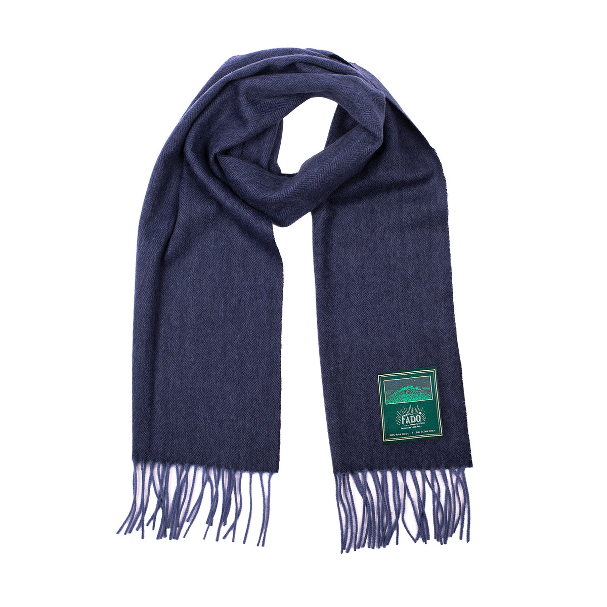 Brushed Woollen Tartan Scarf Navy