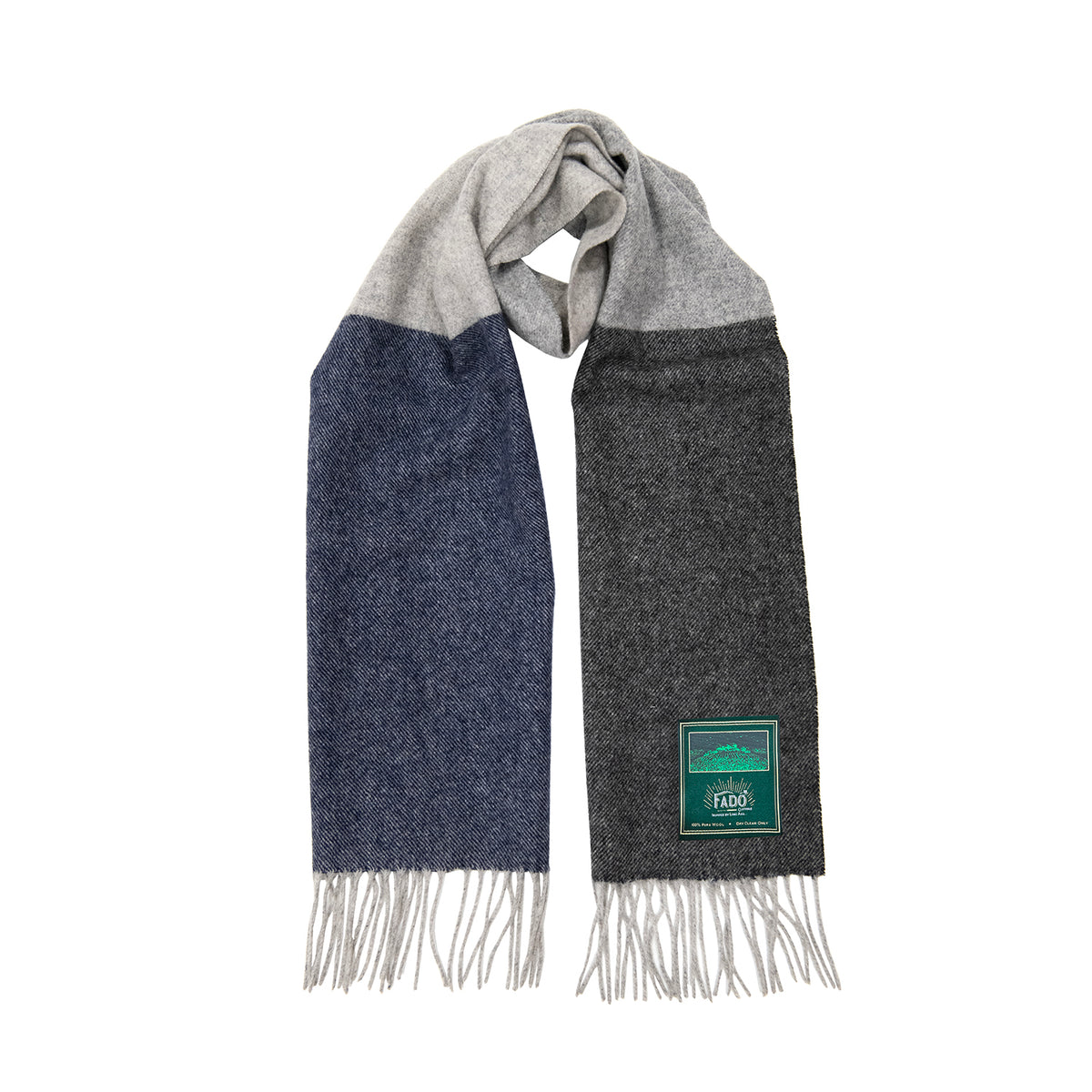 Mens Wool Scarf Blue & Grey