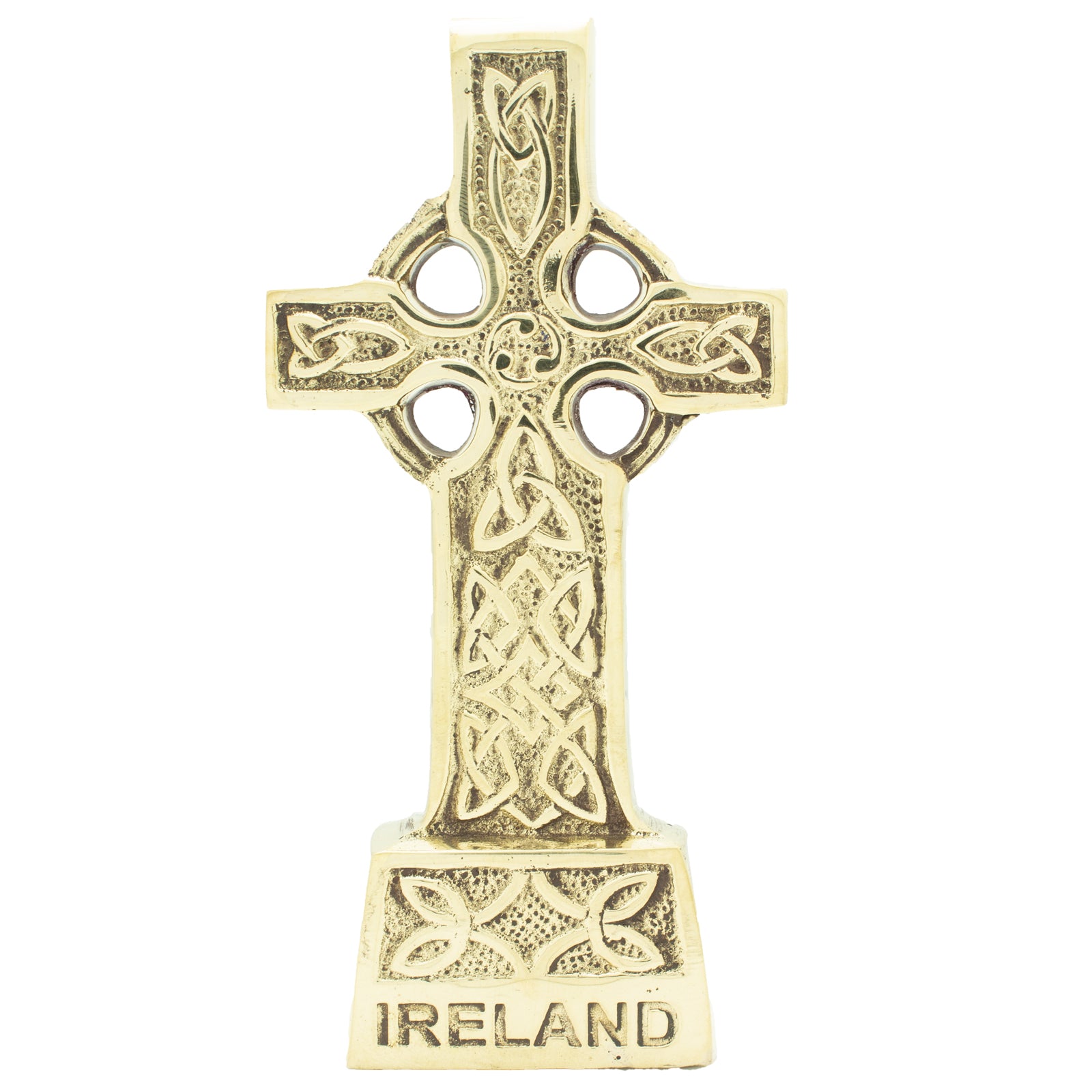 Large Standing Brass Celtic Cross