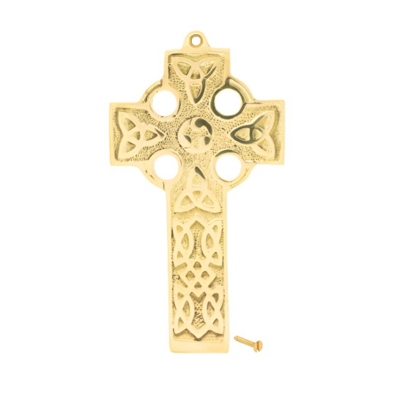 Solid Brass Trinity Knots Medium Flat Celtic Cross