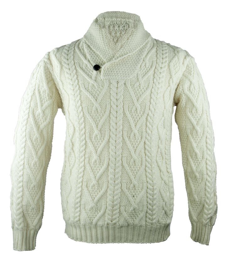 Men's Shawl Collar Aran Jumper 
