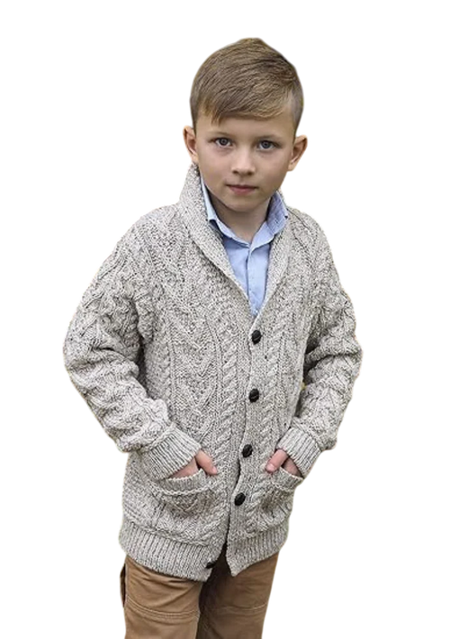 Childrens Merino Wool Oatmeal Cardigan