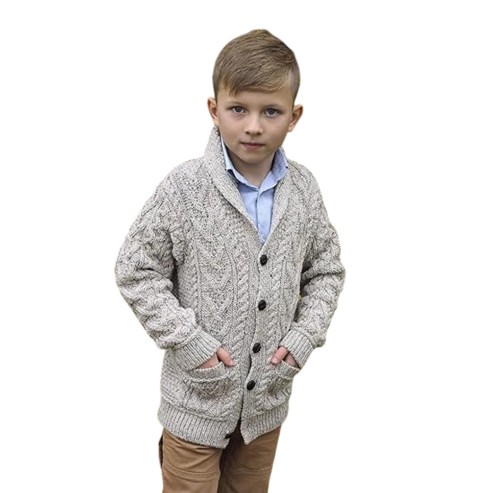 Childrens Merino Wool Oatmeal Cardigan