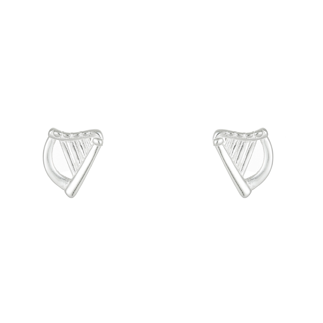 Sterling Silver Harp Stud Earrings