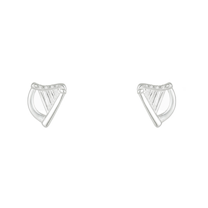 Sterling Silver Harp Stud Earrings