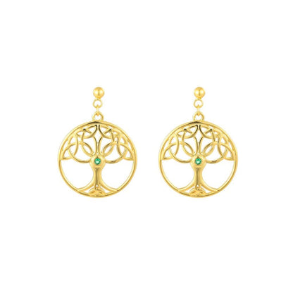 Gold Vermeil Tree Of Life Drop Earrings