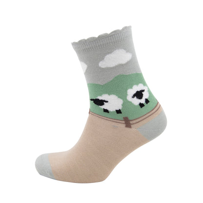 Triptoes Oatmeal Sheep Ankle Socks
