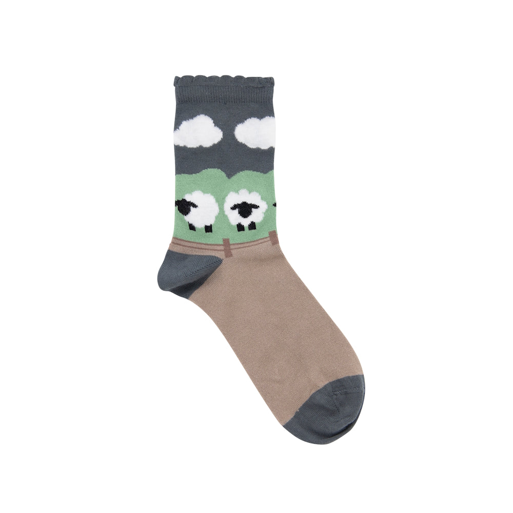 Triptoes Mushroom Sheep Ankle Socks 
