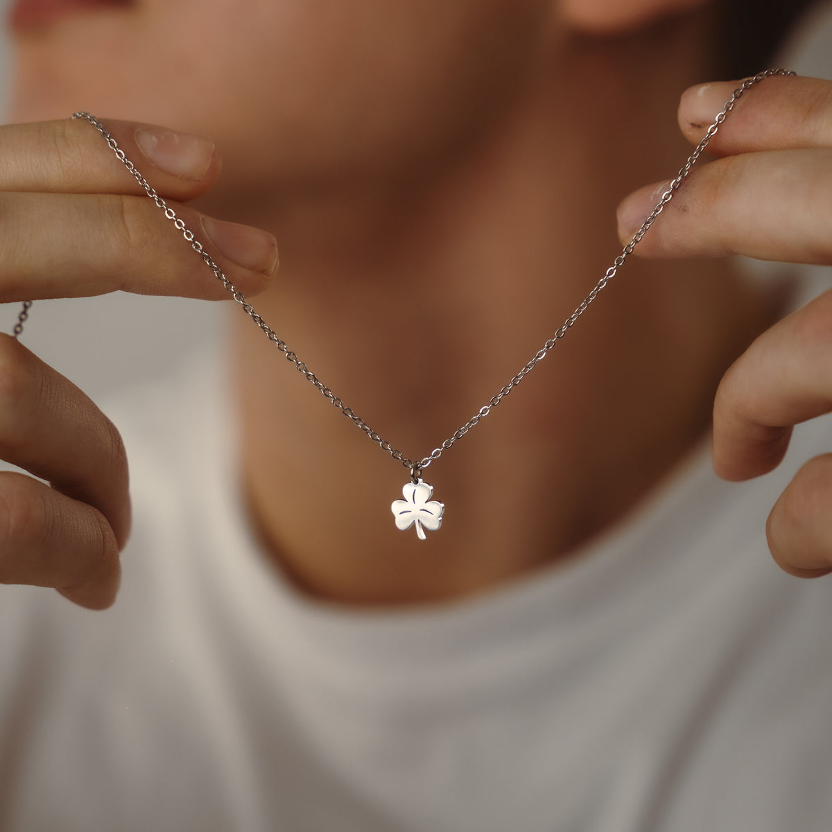 Shamrock Pendant Silver Necklace