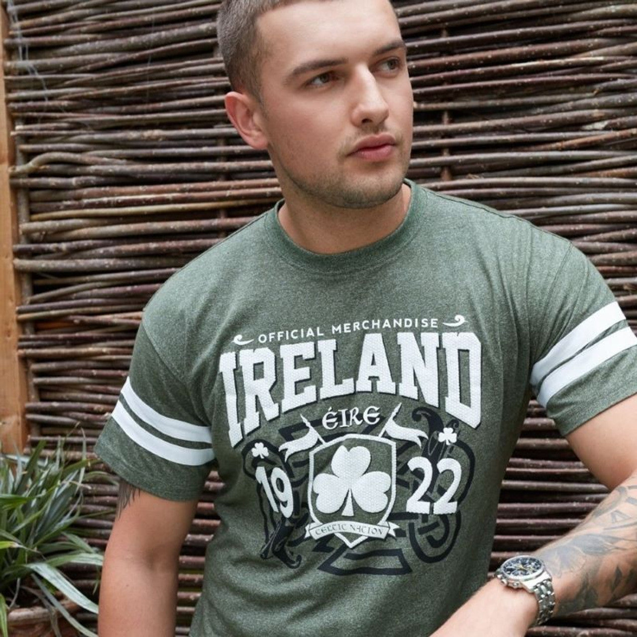 Men's Ireland Trademark Tape Moss Green T-shirt 