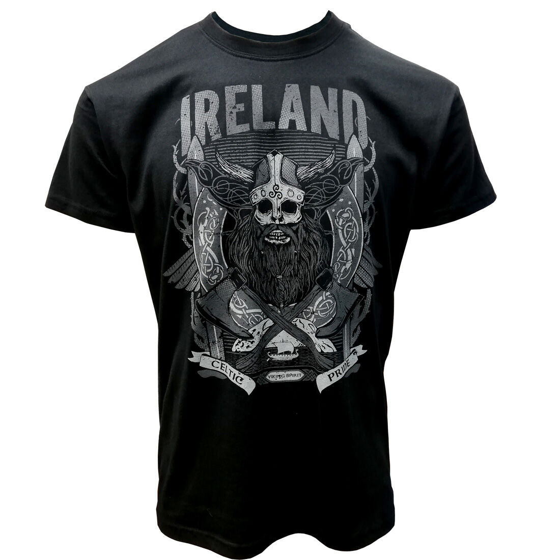 Black Viking Style With Ireland T-shirt