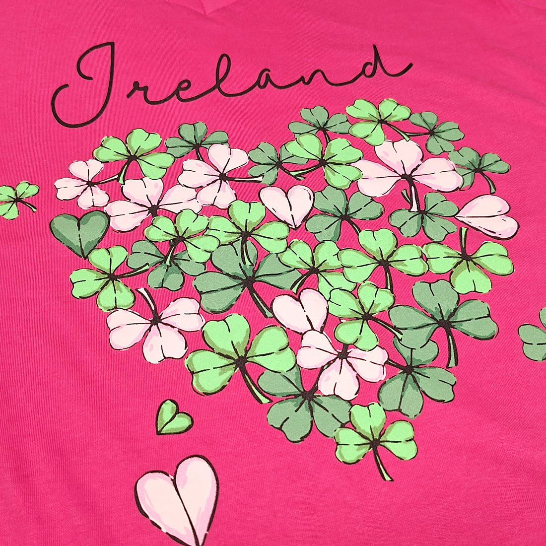 Ireland Cerise Shamrock Heart Ladies T-Shirt