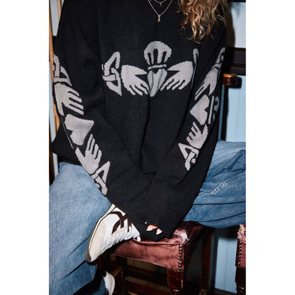 Claddagh Black and Grey Crew Neck Jumper