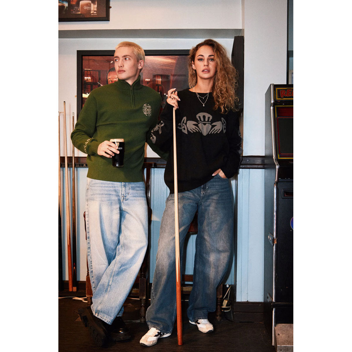 Claddagh Black and Grey Crew Neck Jumper