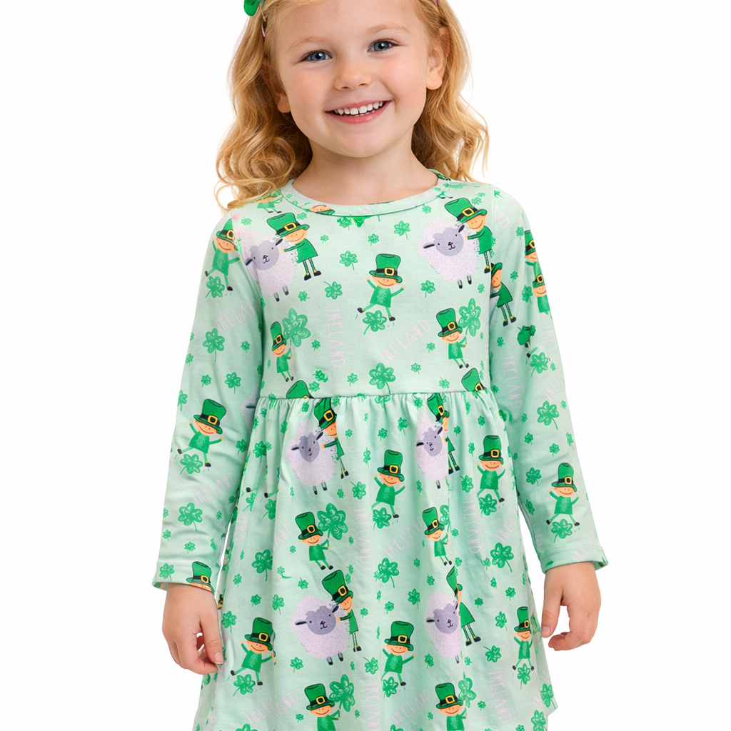 Kids Sheep And Shamrock Dress