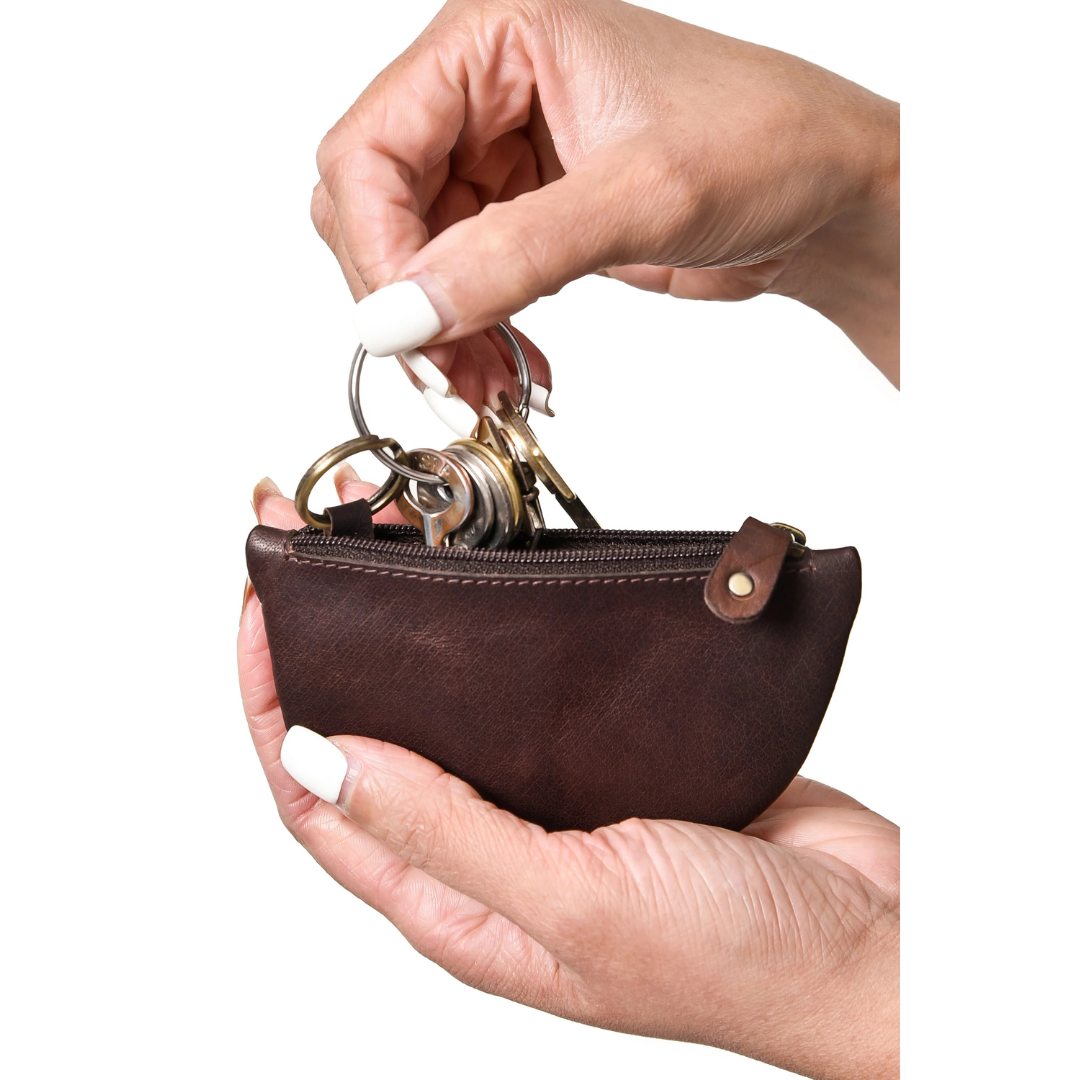 Leather Half Moon Brown Purse 