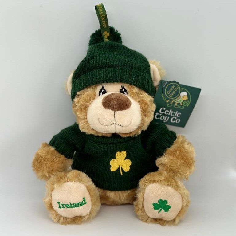 Celtic Toy Co. Green Shamrock Jumper & Hat Teddy Bear