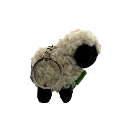 Small Black Faced Sheep With Hair Keyring