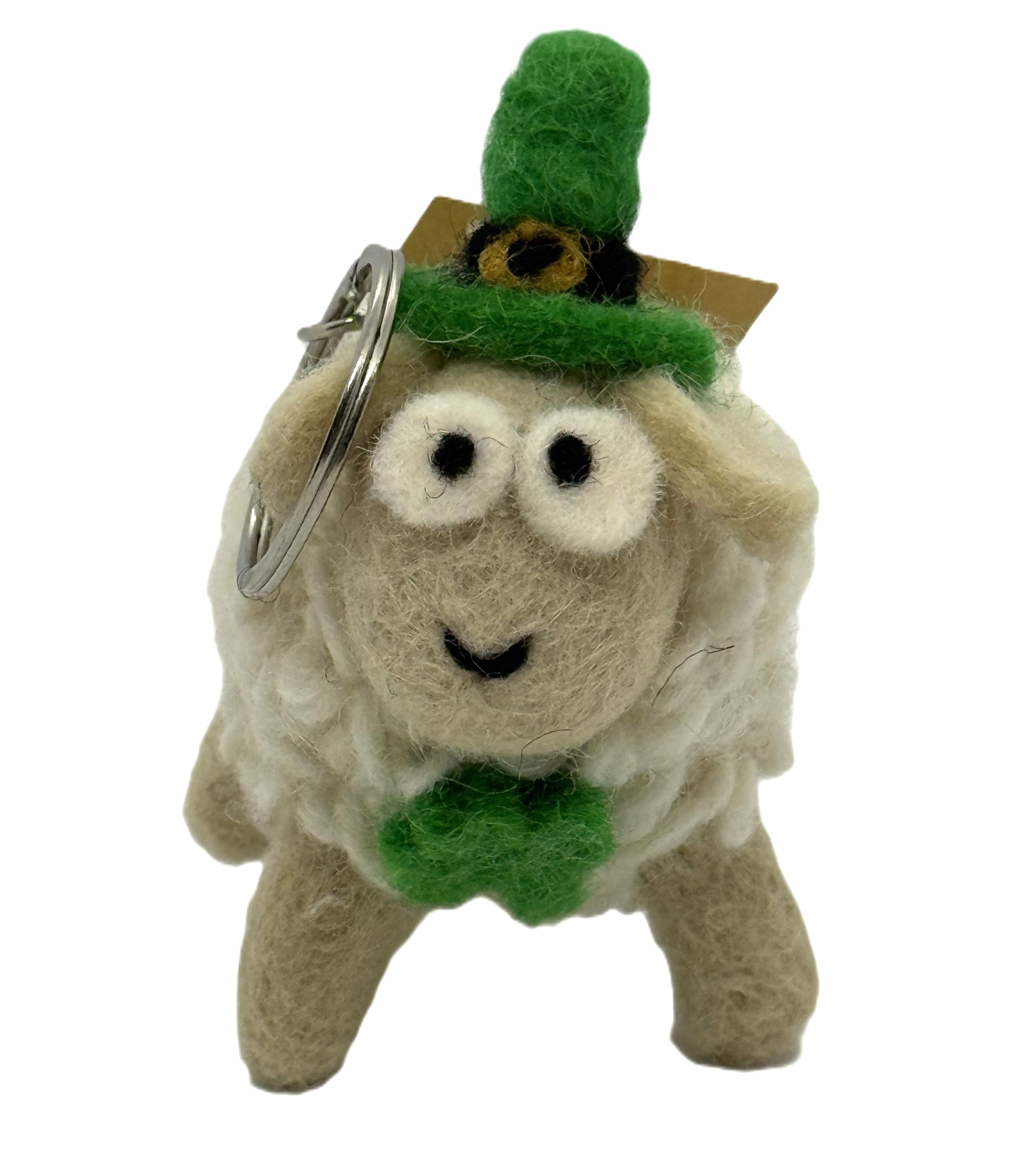 Small White Sheep with Green Hat & Keyring 