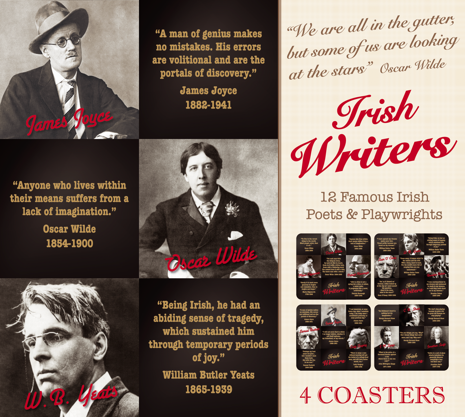 Irish Writers Image Table Coasters