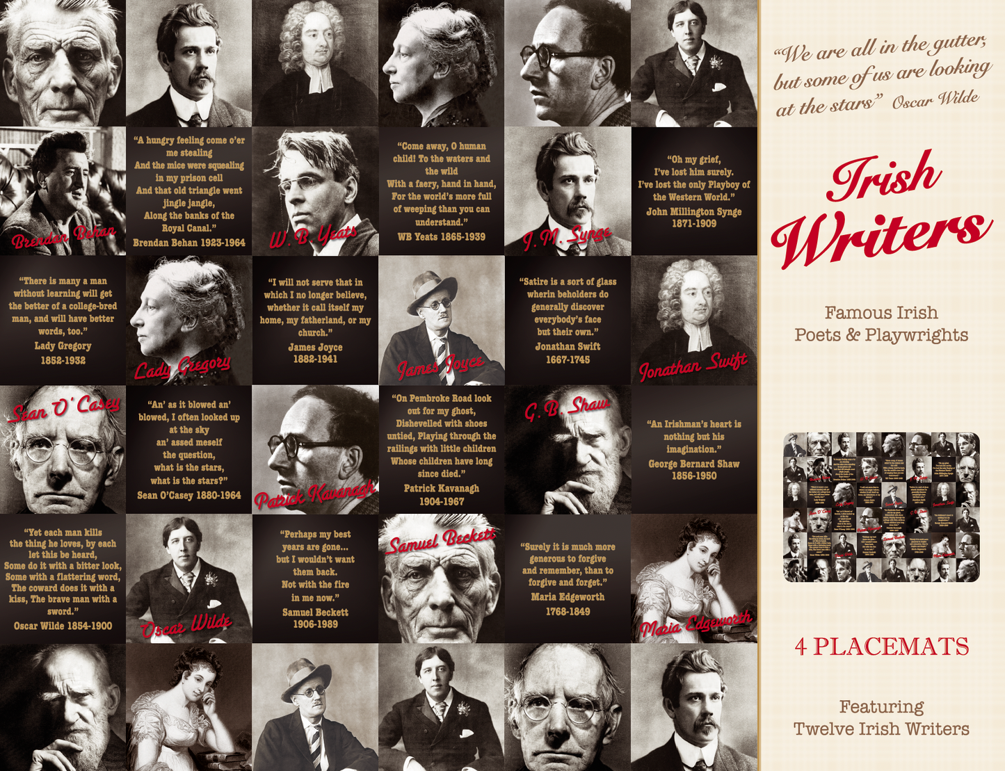 Irish Writers Image Table Placemats