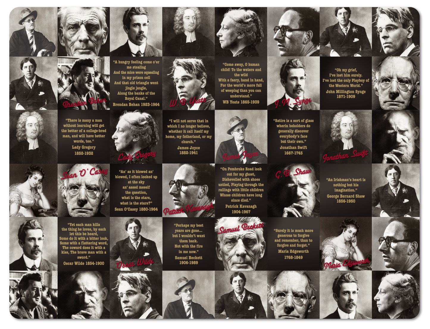 Irish Writers Image Table Placemats