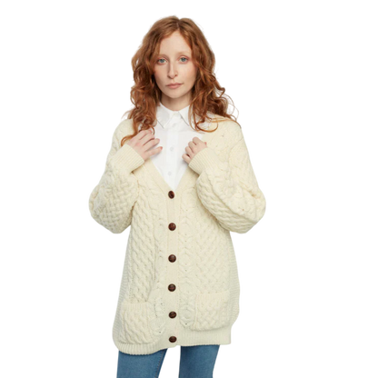 Ladies Aran Boyfriend Cardigan