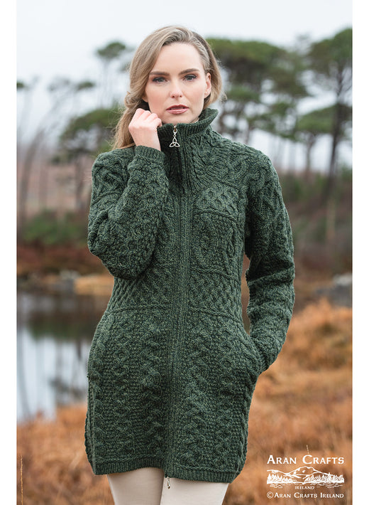 Women's Green Double Collar Coat