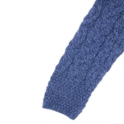 Ladies Aran Short Edge To Edge Blue Cardigan