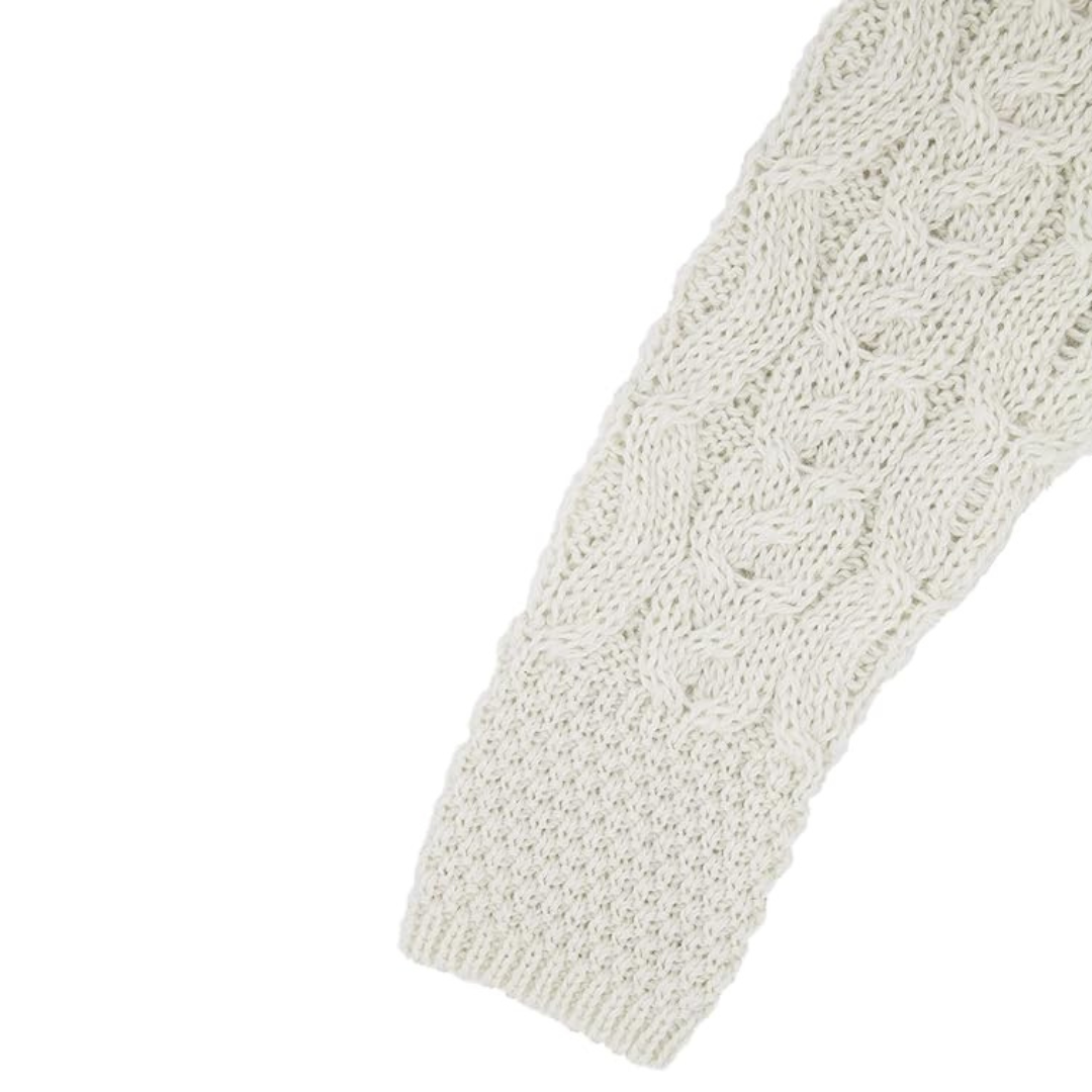 Ladies Aran Short Edge To Edge Natural Cardigan