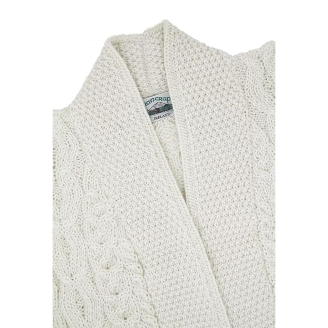 Ladies Aran Short Edge To Edge Natural Cardigan