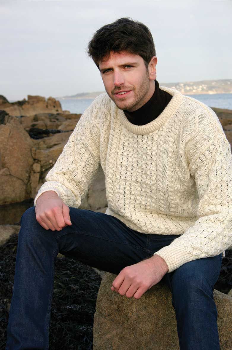 100% Merino Wool Crew Neck Sweater Natural
