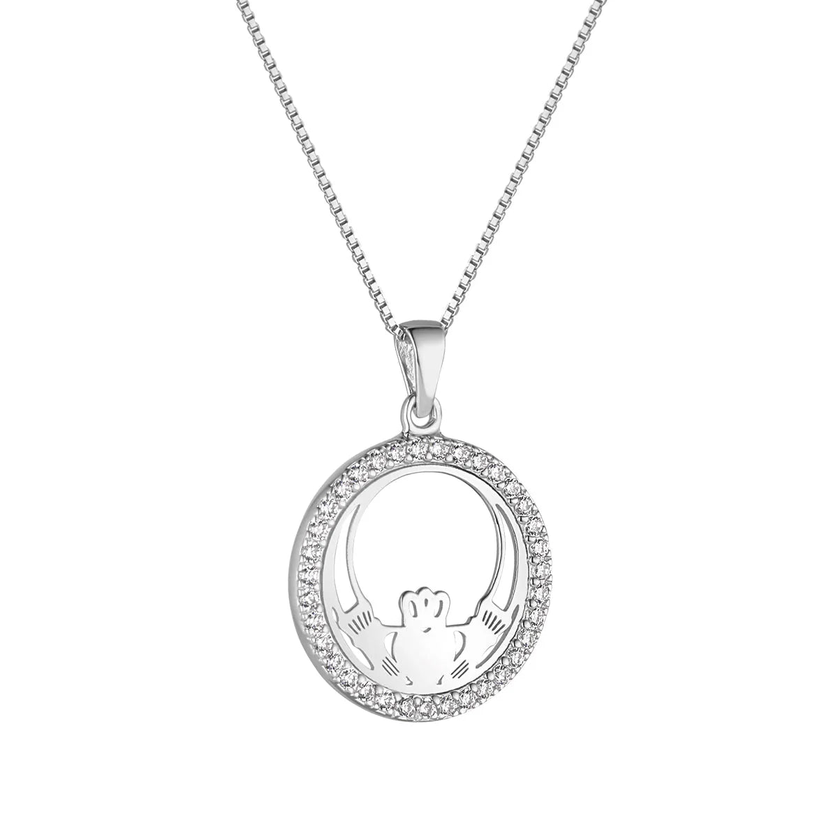 Silver CZ Claddagh Pendant