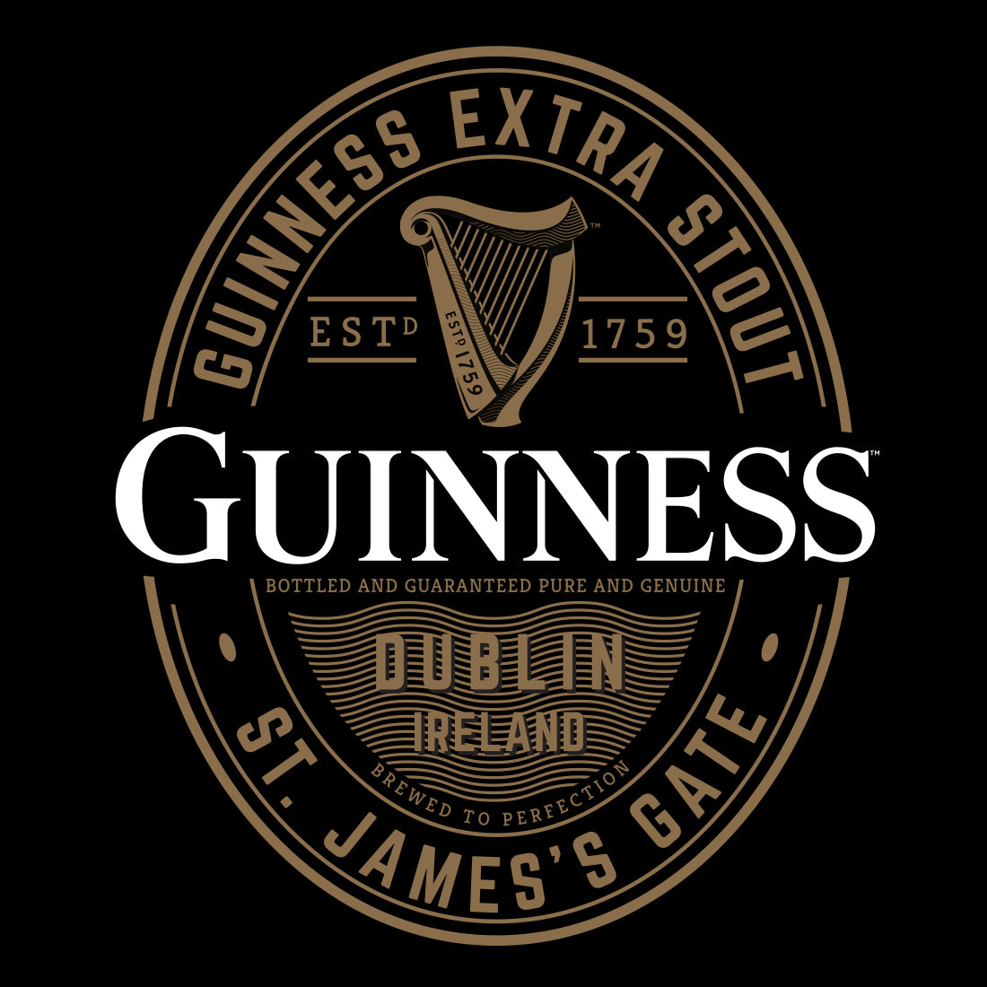 Guinness Harp Black Short Sleeve T-Shirt