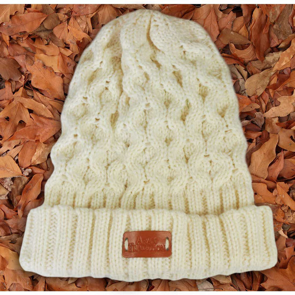 Aran Traditions Knitted Style Cable Design Beanie Hat Cream  display picture 1