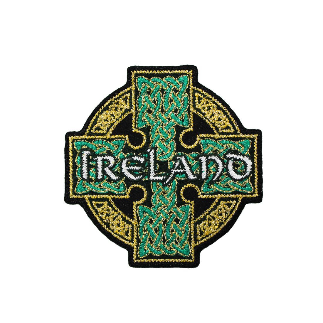 Irish Celtic Cross Patch With Ireland Text & Celtic Knot Design