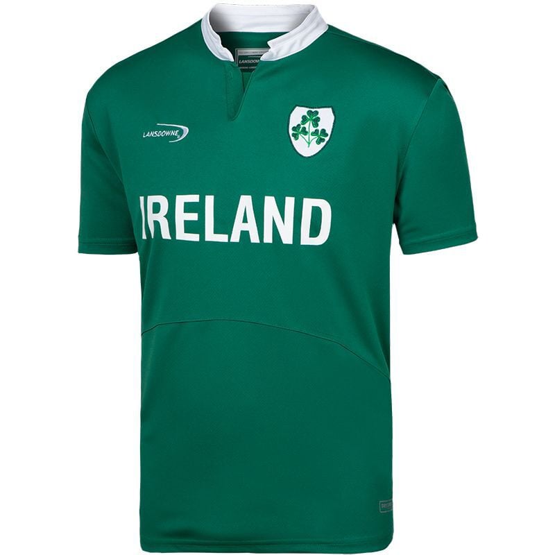 Mens Ireland Rugby Performance Top With Shamrock Crest Green