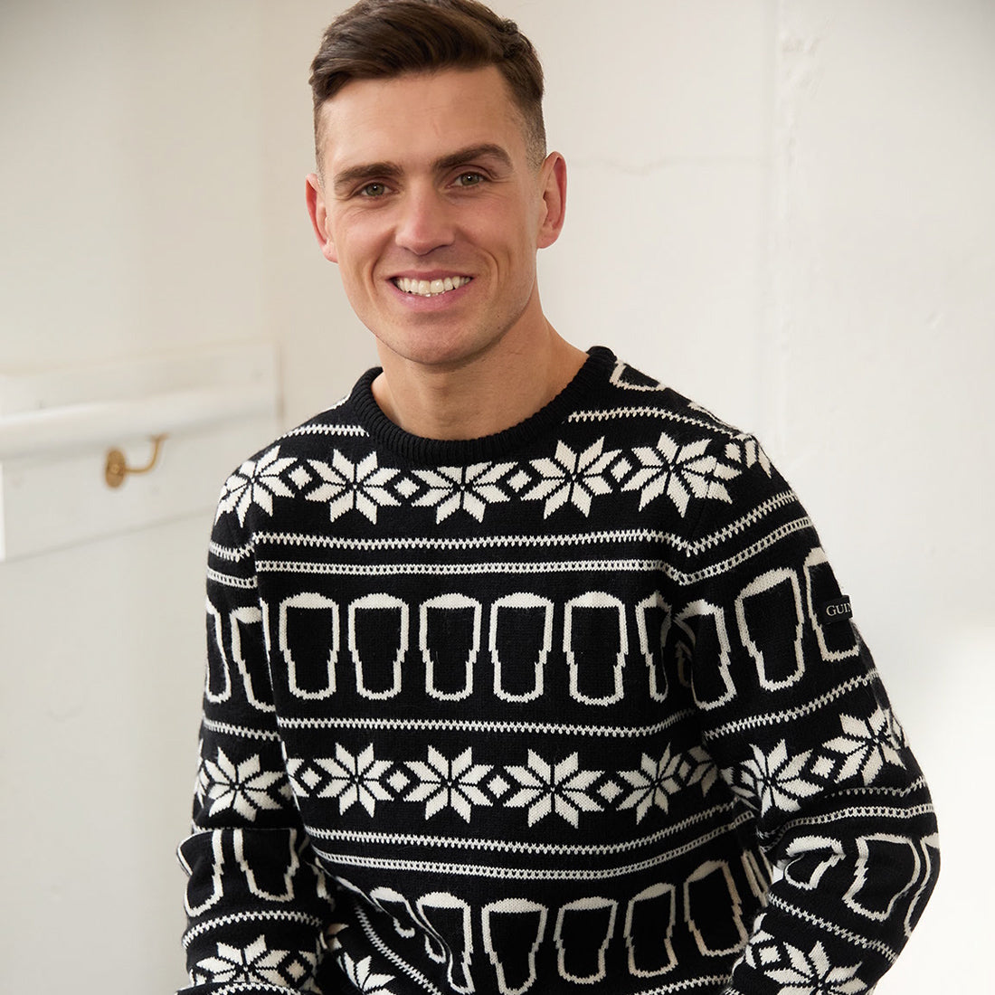 Guinness Pint Black & Cream Christmas Style Sweater 