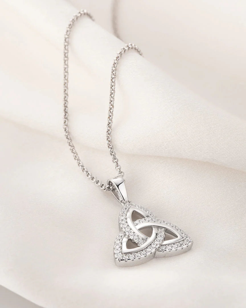 Silver CZ Trinity Knot Pendant