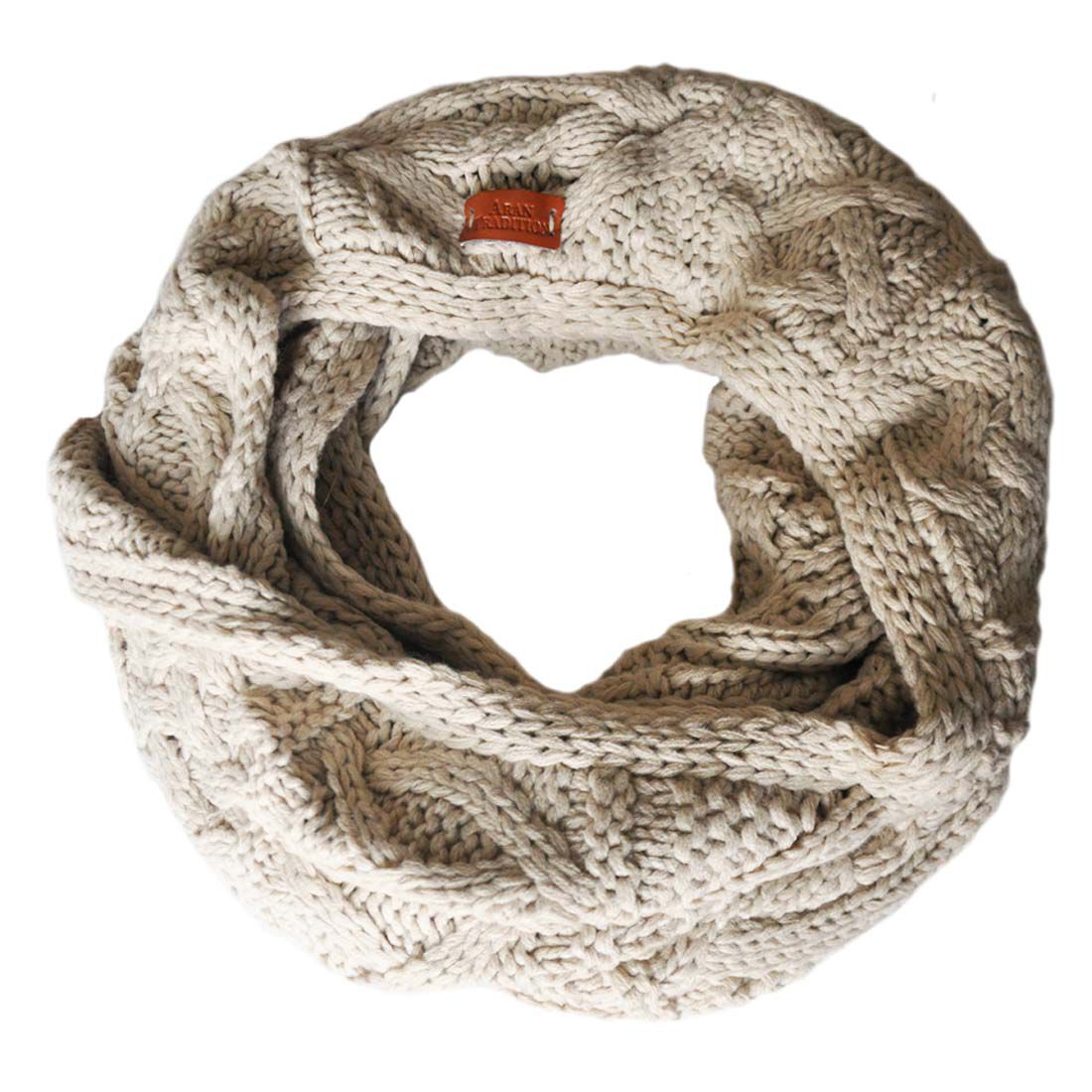 Aran Traditions Knitted Style Cable Design Snood Oatmeal