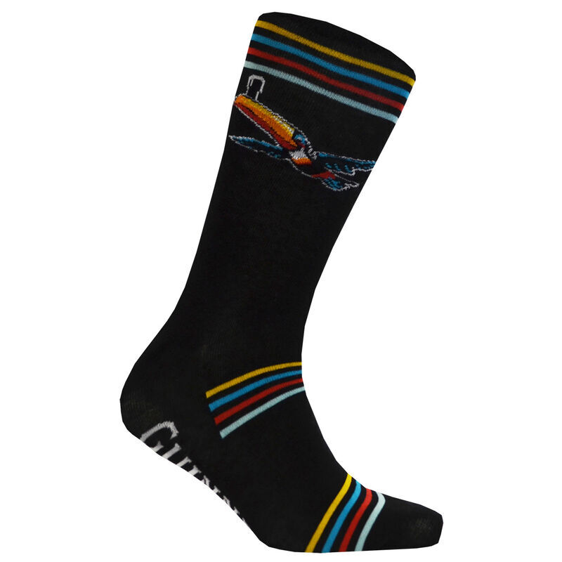 Black Guinness Socks With Flying Toucan And Stripes