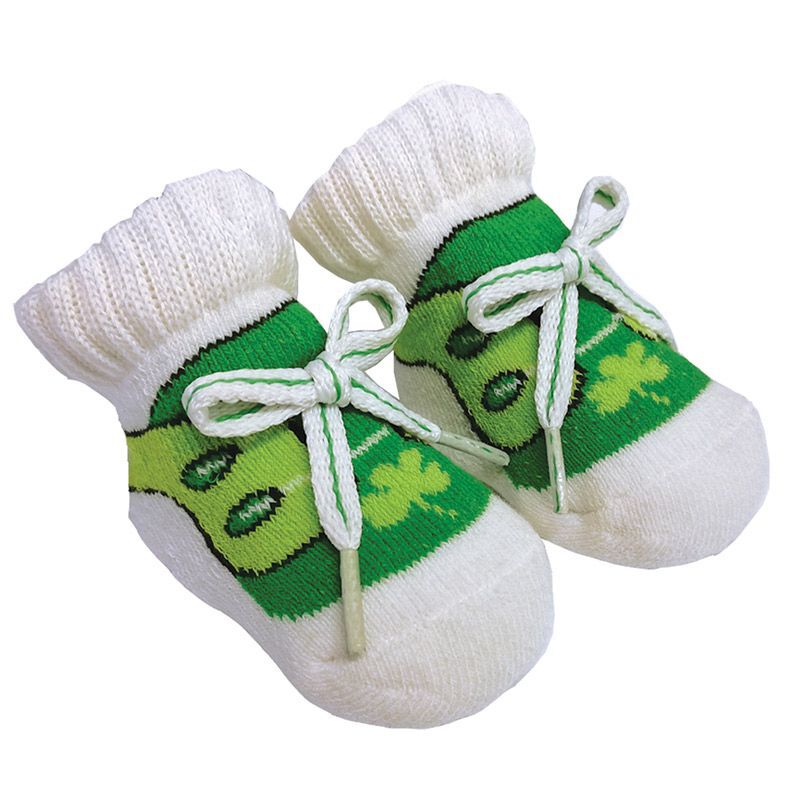 Newborn Shamrock Bootie Socks With Laces