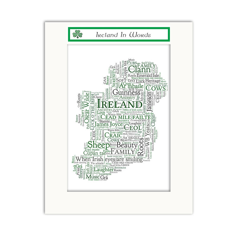 Jumble Ink - Ireland In Words  With Map of Ireland Design Wall Art