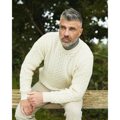 O'Connell's Irish Fisherman Aran Sweater - Charcoal - Men's
