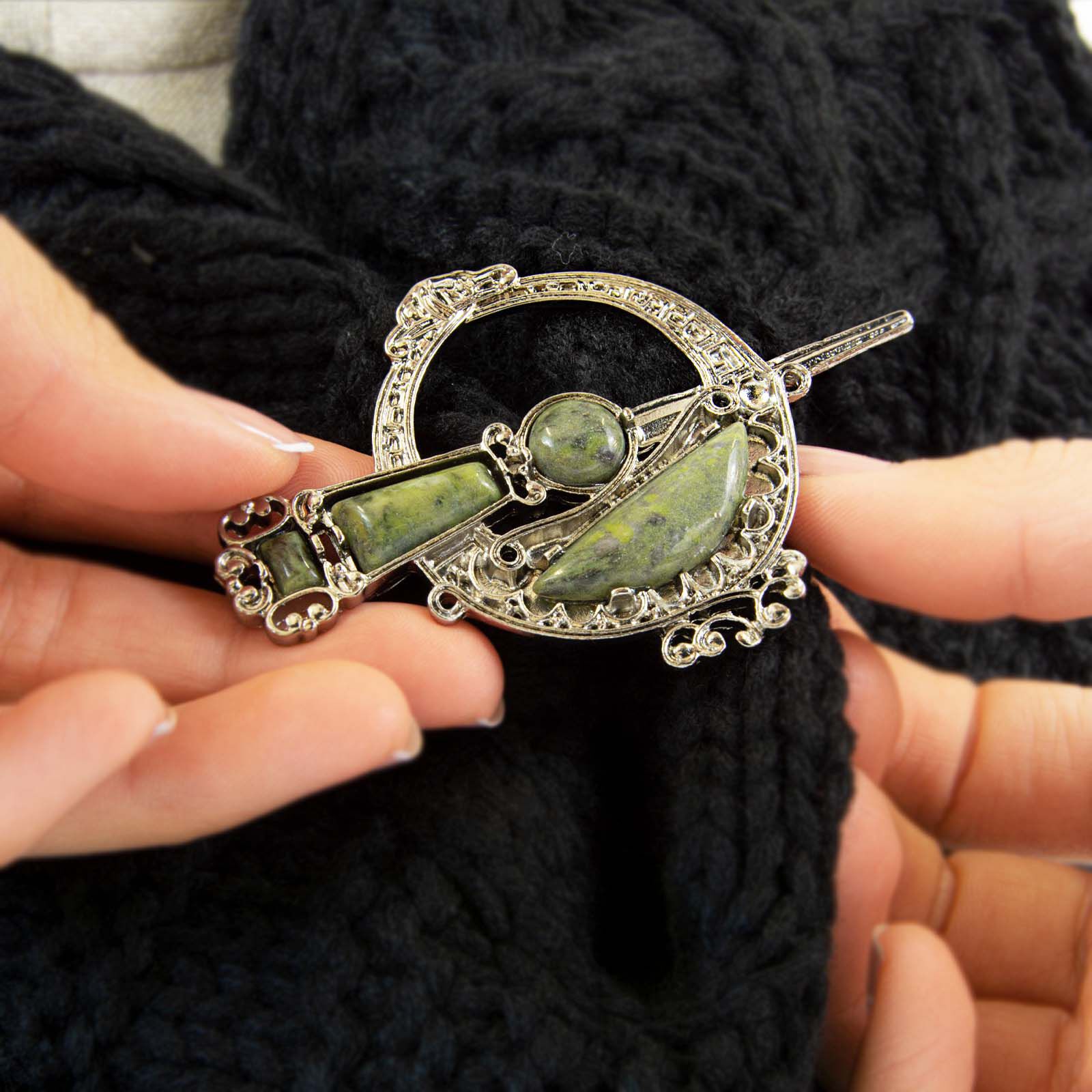 Horizontal Clasp Connemara Marble Tara Brooch