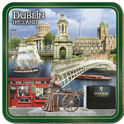 Dublin Ireland Loose Coaster Montage With Molly Malone  Ha'Penny Bridge