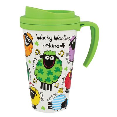 Wacky Woollies Ireland Colorful Travel Mug With Handle And Green Top