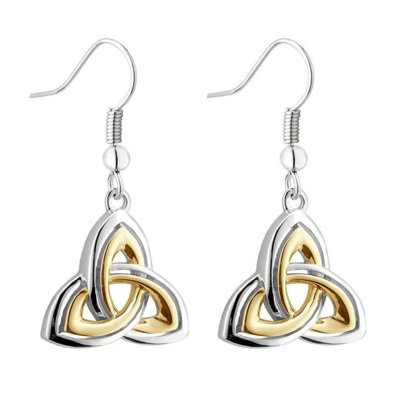 Two Tone Trinity Knot Drop Earrings